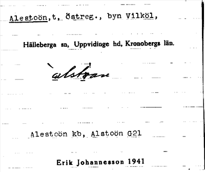 Bild på arkivkortet för arkivposten Alestoön