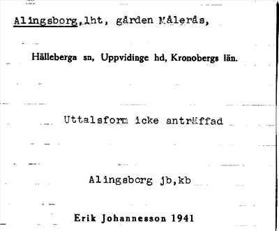 Bild på arkivkortet för arkivposten Alingsborg
