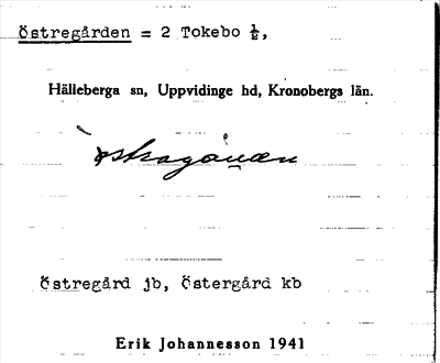 Bild på arkivkortet för arkivposten Östregården