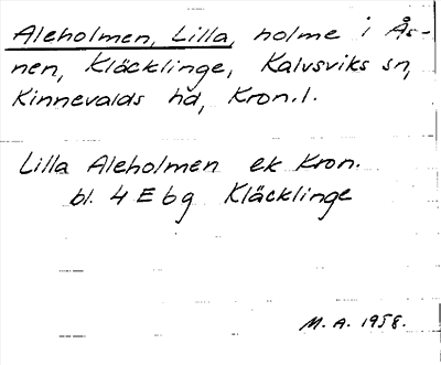 Bild på arkivkortet för arkivposten Aleholmen, Lilla
