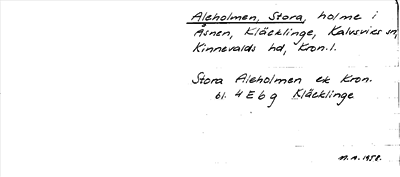 Bild på arkivkortet för arkivposten Aleholmen, Stora