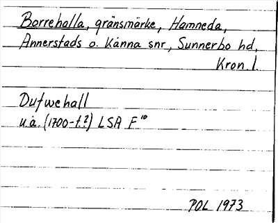Bild på arkivkortet för arkivposten Borrehalla