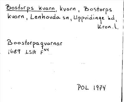 Bild på arkivkortet för arkivposten Bostorps kvarn