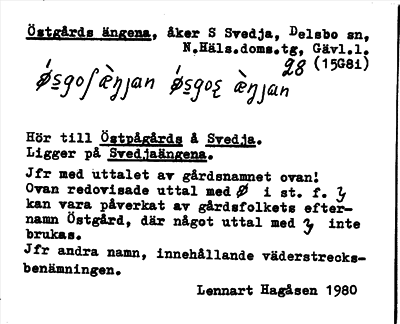 Bild på arkivkortet för arkivposten Östgårds ängena