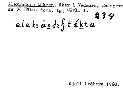 Bild på arkivkortet för arkivposten Alexanders täkten