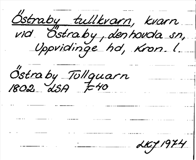 Bild på arkivkortet för arkivposten Östraby tullkvarn