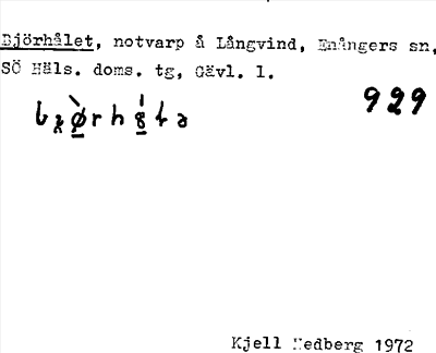 Bild på arkivkortet för arkivposten Björhålet