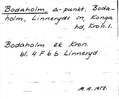 Bild på arkivkortet för arkivposten Bodaholm