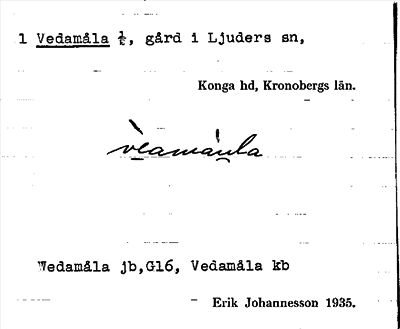 Bild på arkivkortet för arkivposten 1 Vedamåla