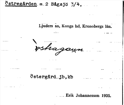 Bild på arkivkortet för arkivposten Östregården = 2 Bågsjö