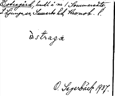 Bild på arkivkortet för arkivposten Östragård