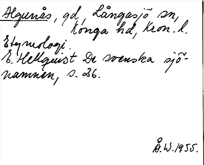 Bild på arkivkortet för arkivposten Algunås