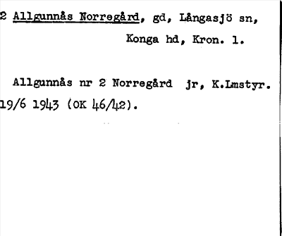 Bild på arkivkortet för arkivposten Allgunnås Norregård
