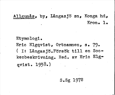 Bild på arkivkortet för arkivposten Allgunås