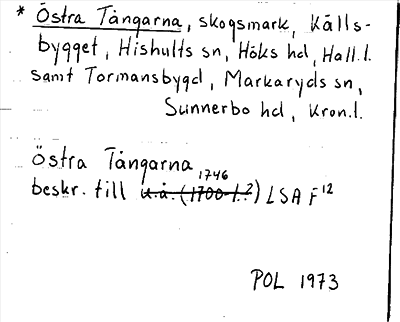 Bild på arkivkortet för arkivposten *Östra Tångarna