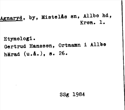 Bild på arkivkortet för arkivposten Agnaryd