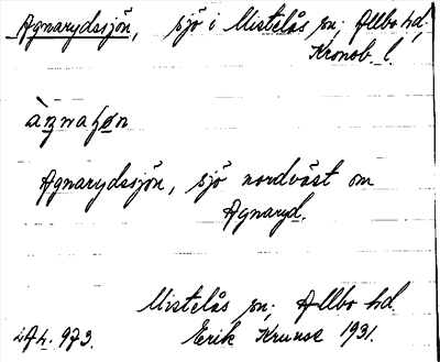 Bild på arkivkortet för arkivposten Agnarydssjön