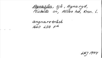 Bild på arkivkortet för arkivposten Agnasjön