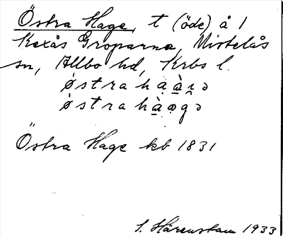 Bild på arkivkortet för arkivposten Östra Hage