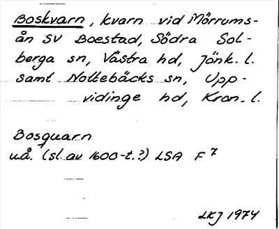 Bild på arkivkortet för arkivposten Boskvarn
