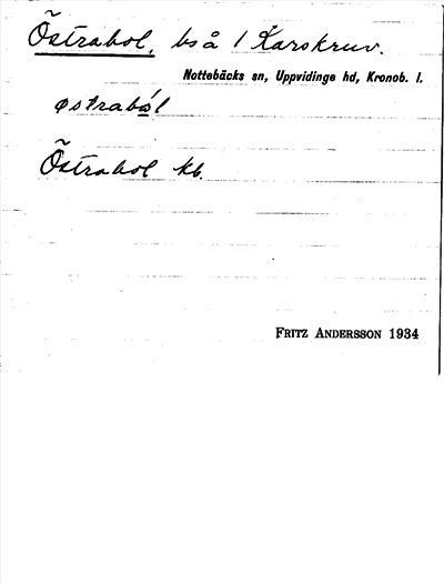 Bild på arkivkortet för arkivposten Östrabol