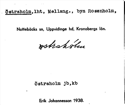 Bild på arkivkortet för arkivposten Östraholm