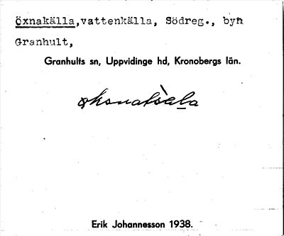 Bild på arkivkortet för arkivposten Öxnakälla