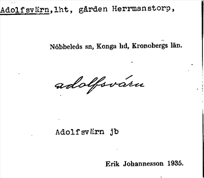 Bild på arkivkortet för arkivposten Adolfsvärn