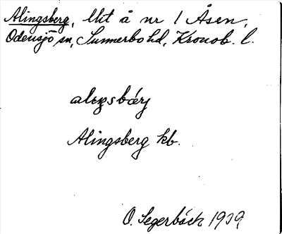 Bild på arkivkortet för arkivposten Alingsberg