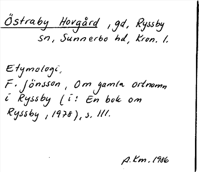 Bild på arkivkortet för arkivposten Östraby Hovgård