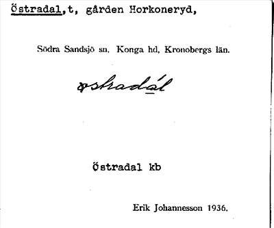 Bild på arkivkortet för arkivposten Östradal