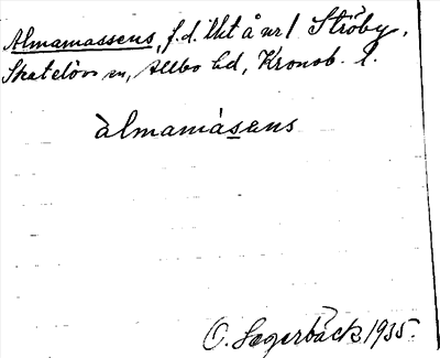 Bild på arkivkortet för arkivposten Almamassens