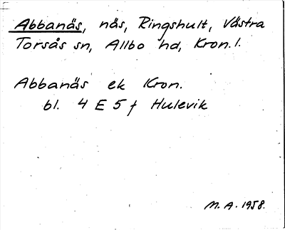 Bild på arkivkortet för arkivposten Abbanäs
