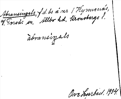 Bild på arkivkortet för arkivposten Abransingels