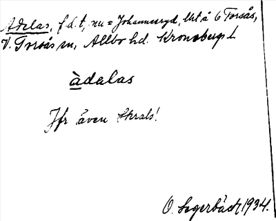 Bild på arkivkortet för arkivposten Adelas = Johannesryd