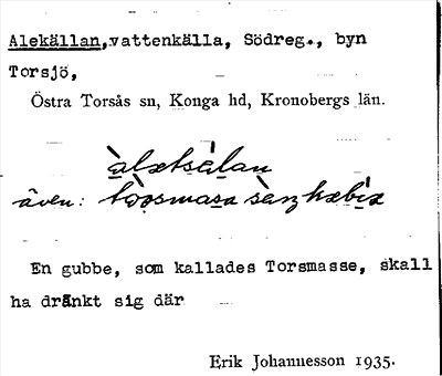 Bild på arkivkortet för arkivposten Alekällan