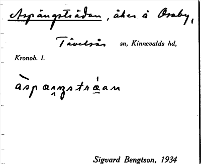 Bild på arkivkortet för arkivposten Aspängsträdan