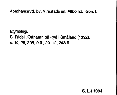 Bild på arkivkortet för arkivposten Abrahamsryd