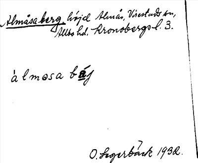 Bild på arkivkortet för arkivposten Almåsaberg