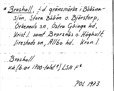 Bild på arkivkortet för arkivposten *Broshall