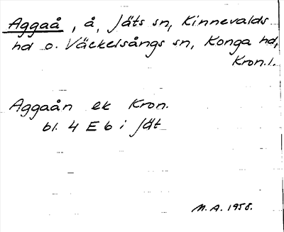 Bild på arkivkortet för arkivposten Aggaå
