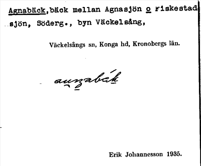 Bild på arkivkortet för arkivposten Agnabäck