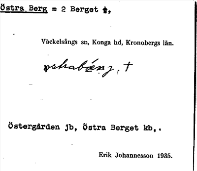 Bild på arkivkortet för arkivposten Östra Berg