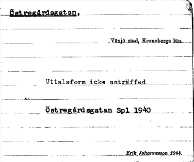 Bild på arkivkortet för arkivposten Östregårdsgatan