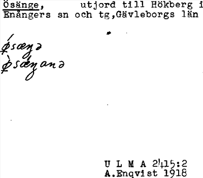Bild på arkivkortet för arkivposten Ösänge
