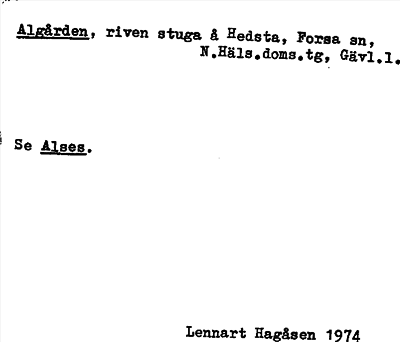 Bild på arkivkortet för arkivposten Algården