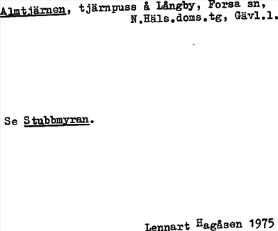Bild på arkivkortet för arkivposten Almtjärnen, se Stubbmyran