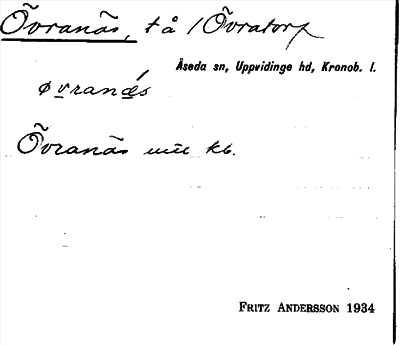 Bild på arkivkortet för arkivposten Övranäs