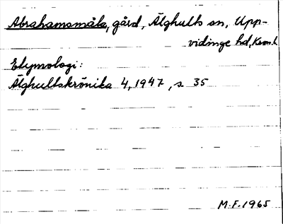Bild på arkivkortet för arkivposten Abrahamsmåla