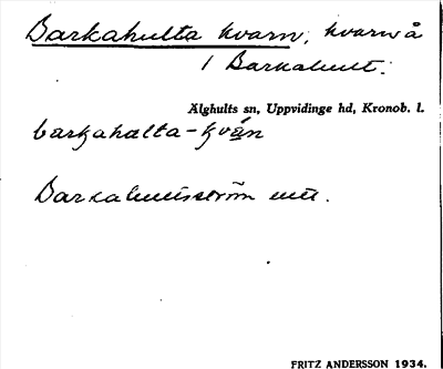 Bild på arkivkortet för arkivposten Barkahulta kvarn